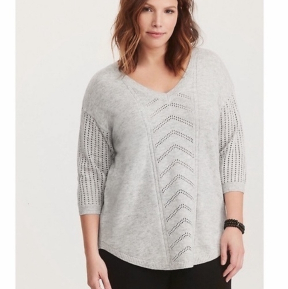 torrid Sweaters - Torrid Pointelle VNeck Sweater
